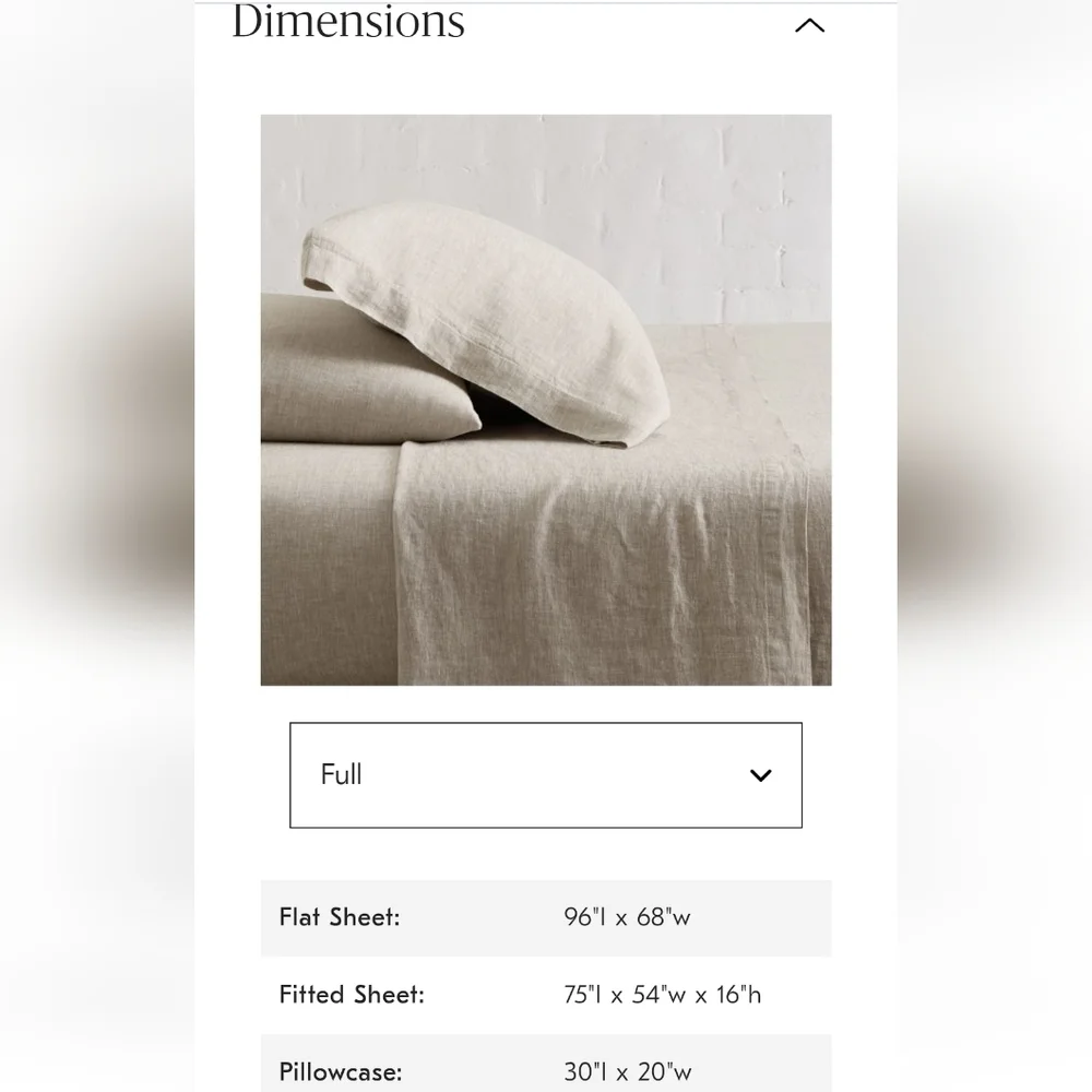 ❤️BUY 2 GET 1 FREE  West Elm European Flax Linen Sheet Set,Full,Frost Gray,$269